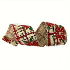 Christmas Red Dots Ribbon Wired Edge Berries Flower Ribbon Xmas Flower Gift Wrap