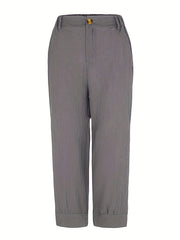 Button Front Cropped Pants for Women