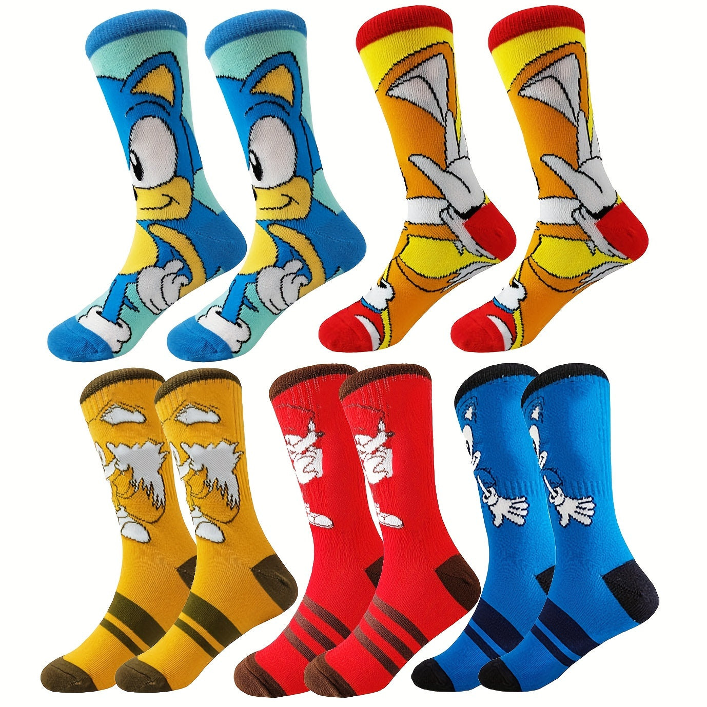 5 Pairs Boys Cartoon Character Crew Socks Fun Kids Socks