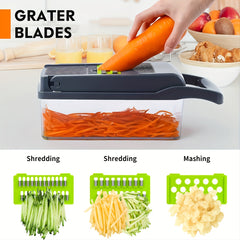 14 in 1 Vegetable Cutter Onion Mincer Chopper With Container