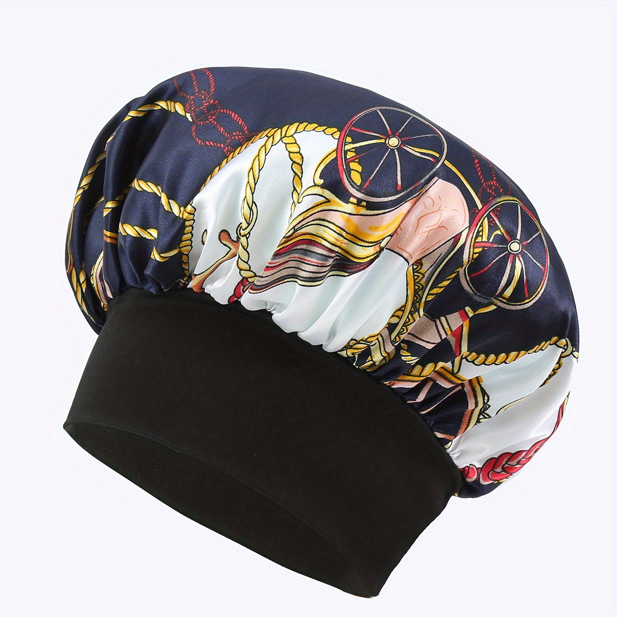 Boho Print Satin Bonnet Headband Hair Care Cap