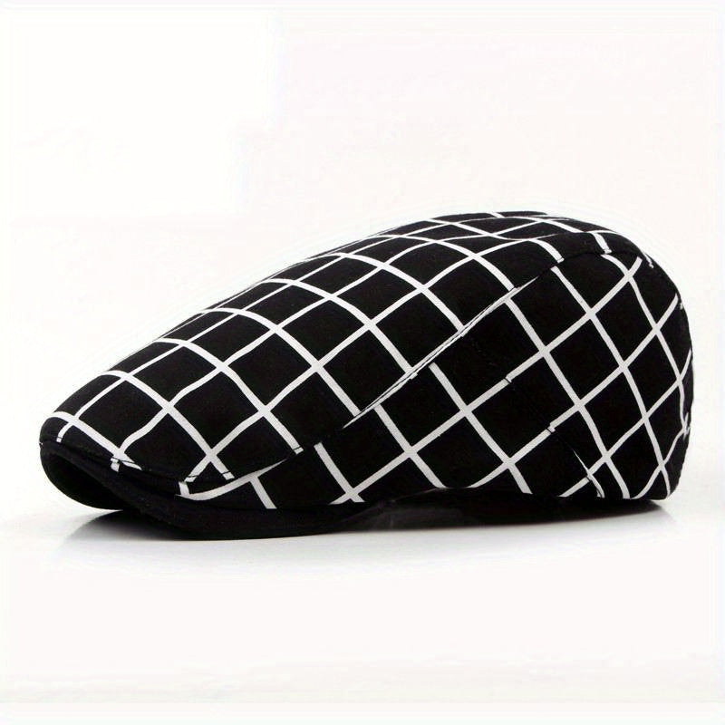 Vintage Casual Duckbill Cap Beret Plaid Cap