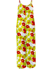 Boho Floral Wide Leg Jumpsuit with Pocket