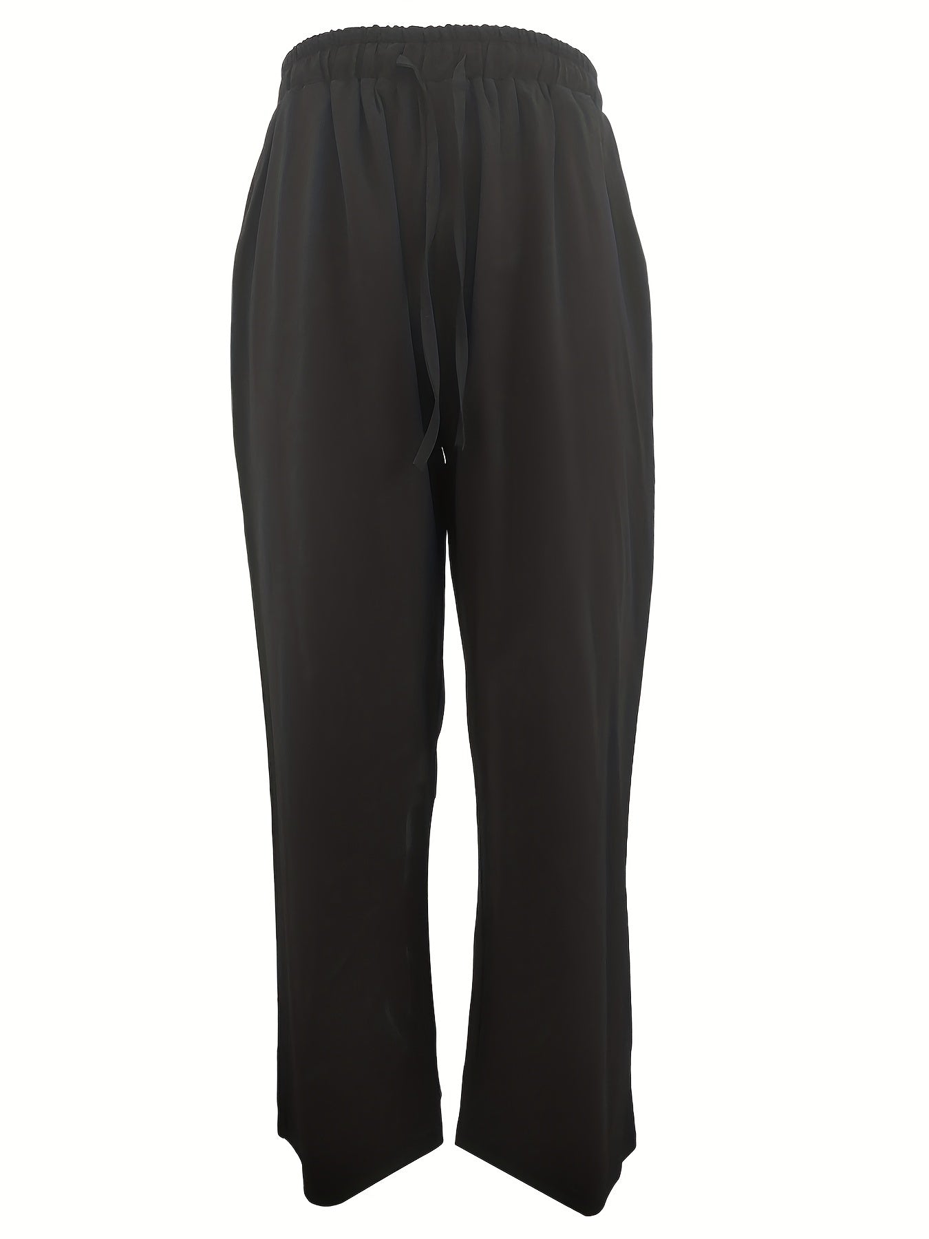 Solid Drawstring Wide Leg Pants for Women