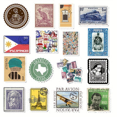 50pcs Retro Travel Stamps Stickers Waterproof Decals