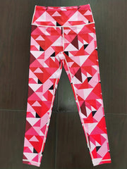 Red Geometric Print High Waist Tight Pants Sports Fitness Yoga Leggings
