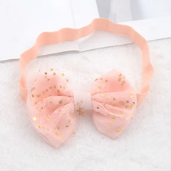 Baby Girls Mesh Bow Headband With Bronzing Star Print Hair Accessories