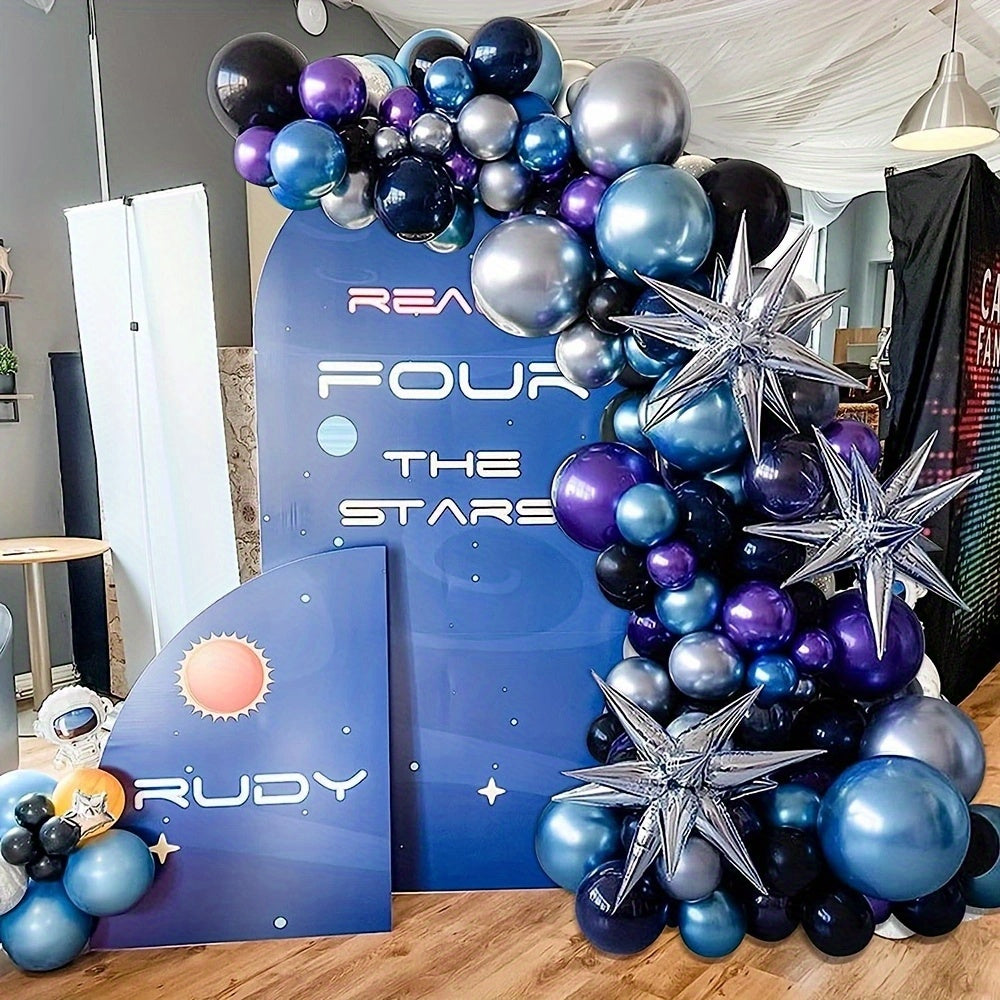 98pc Silvery Balloon Arch Set Navy Silver Birthday Baby Shower Boy Wed