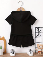 Baby Boys Gamepad Graphic Outfit Hooded T shirt & Shorts Set