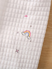 Girl's Unicorn Print Waffle Outfit Set for Spring Fall