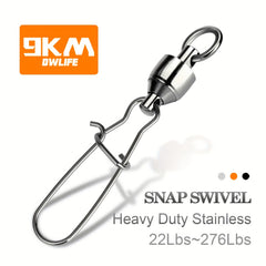 9KM Stainless Steel Swivels with Duolock Snaps for Fishing