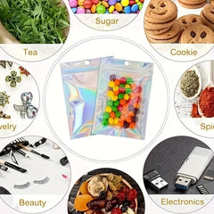 100pcs Holographic Rainbow Self-sealing Bags
