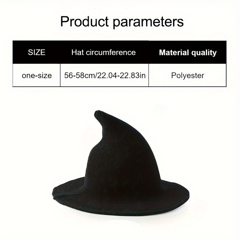 Adult Winter Witch Hat Fisherman Pointed Top Knitted Halloween Wizard Hat
