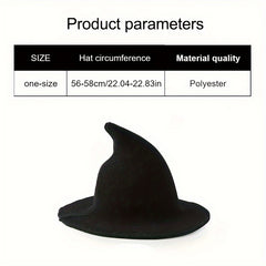 Adult Winter Witch Hat Fisherman Pointed Top Knitted Halloween Wizard Hat