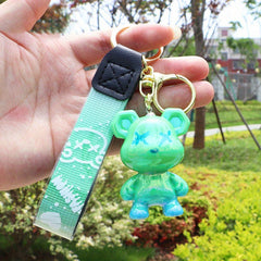 Resin Gradient Bear Keychain Key Chain Small Ornament Gift