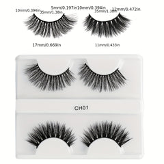 2 Pairs 8D Thick False Eyelashes Cross Faux Mink Hair Curling Natural Lashes