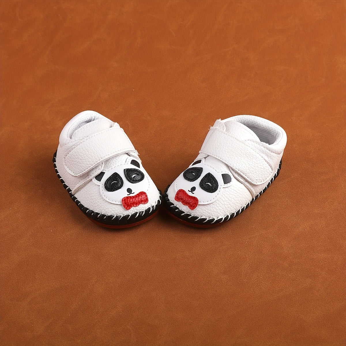 Baby Boys Panda Print Leather Shoes Non-slip Soft Crib Shoes