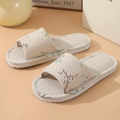 Floral Print Flat Slippers Home Non slip Open Toe Lightweight Slides