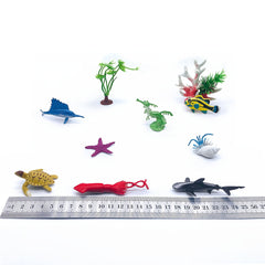 24pcs Sea Animal Toys Set Mini Ocean Figures Sea Lion Shark Turtle Seahorse Whal