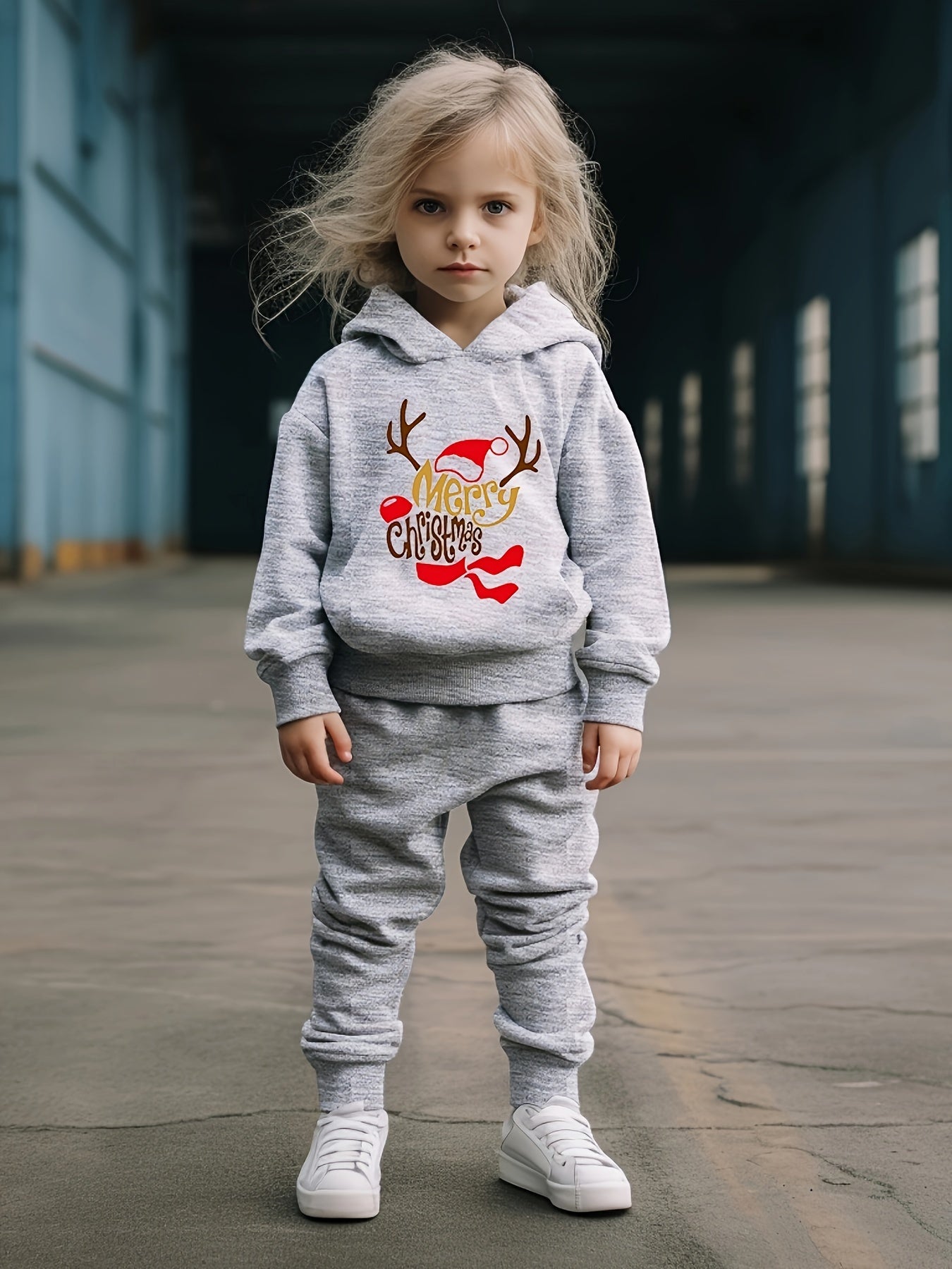 Girls Merry Christmas Hoodies Jogger Pants Set
