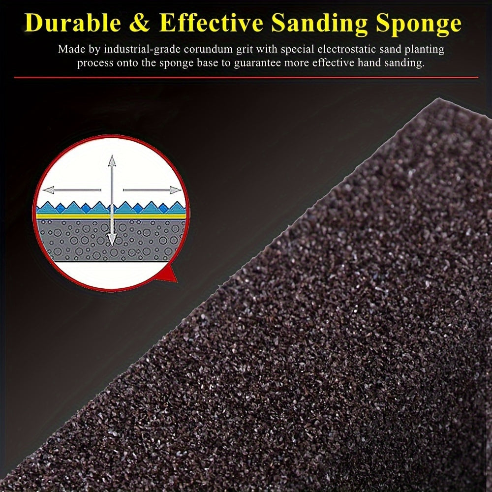 5pcs Durable Sanding Sponge & 5 Sand Blocks 60-220 Grit Coarse Fine Washable