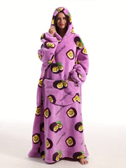 Women's Plus Polar Bear Print Plush Flannel Hoodie Nightgown