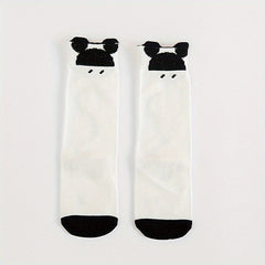 Girls Panda Striped Knee High Socks for Kids