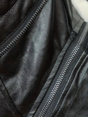 Punk Solid Jacket Zipper Layered Stitching Long Sleeve Outerwear