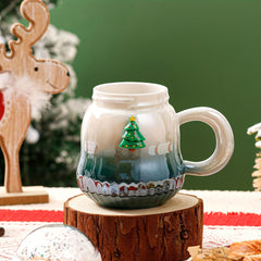 Christmas Ceramic Water Cup with Santa Claus & Tree Style