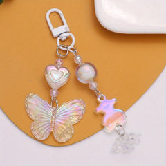 Gradient Acrylic Butterfly Key Chain for Girls