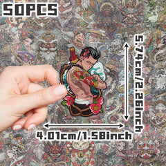 50pcs Japanese Style Themed Stickers for Skateboards Luggage Bike