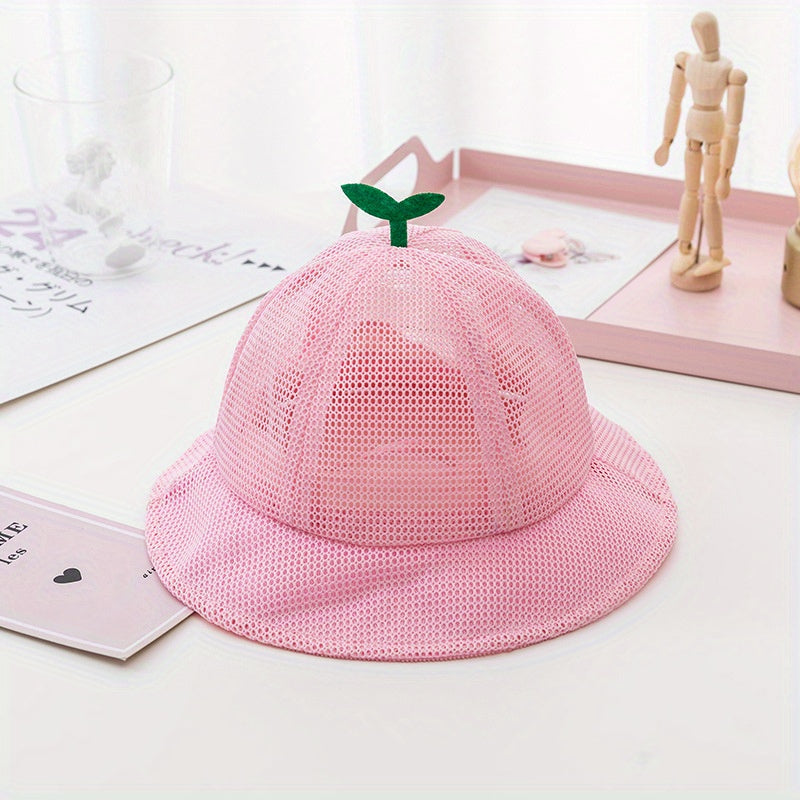 Baby Mesh Bucket Hat Grass Decor Fisherman Strap Sun Wind Rope