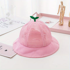 Baby Mesh Bucket Hat Grass Decor Fisherman Strap Sun Wind Rope