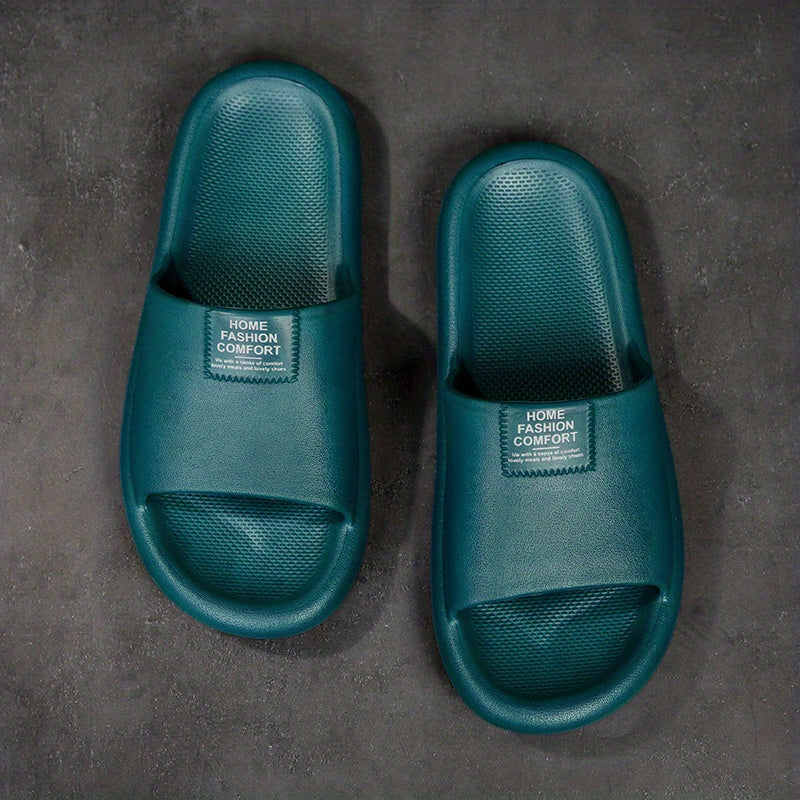 Men's Non Slip Letter Print Slides, Open Toe Slippers