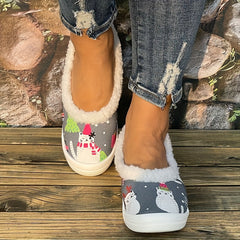 Women's Christmas Cat Pattern Slip-On Sneakers