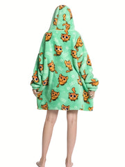 Animal Pattern Sherpa Fleece Hooded Blanket
