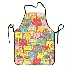 Waterproof Cartoon Cat Apron for Kitchen Use