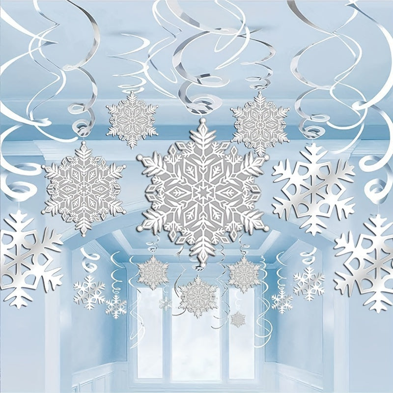 10pcs Snowflake Spiral Hanging Ornaments Christmas Decor