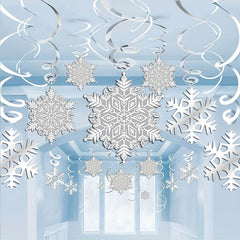 10pcs Snowflake Spiral Hanging Ornaments Christmas Decor