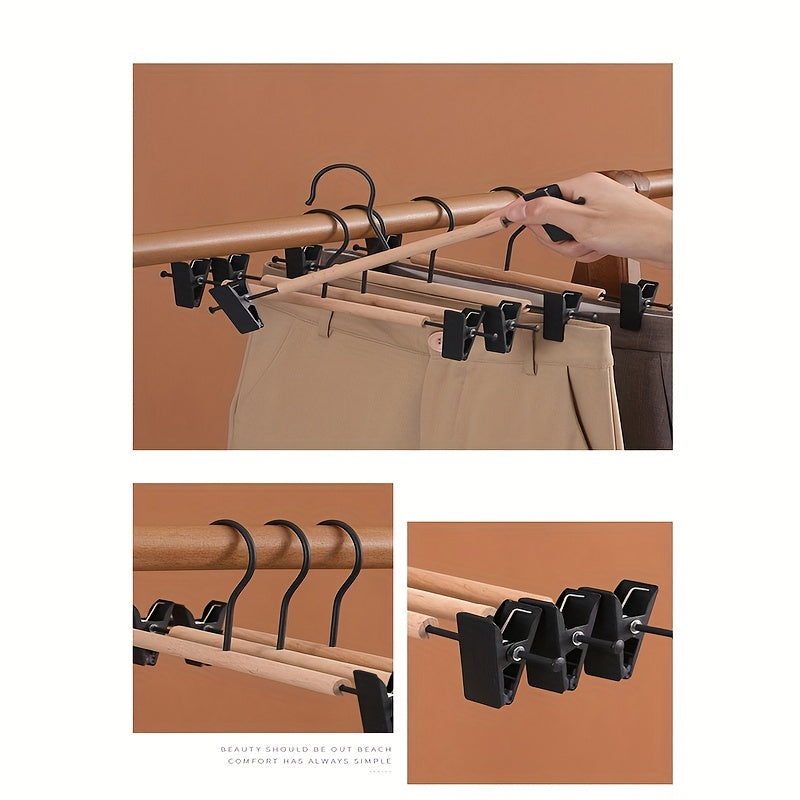 High Beech Wrought Iron Hanger Metal Solid Wood Trouser Rack