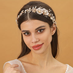 Faux Pearl Flower Bridal Headband Wedding Hair Accessories Jewelry
