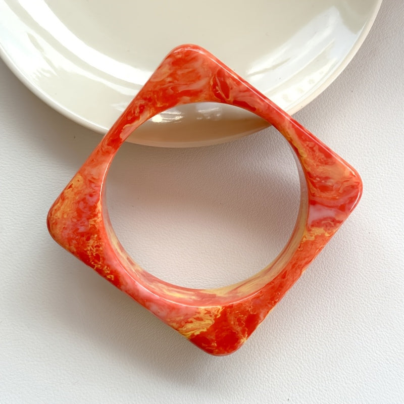 Wide Resin Bracelet Red & Yellow Gradient Square