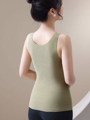 Contrast Lace Thermal Underwear V Neck Sleeveless Top