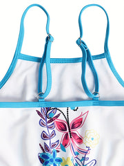 Girls Cartoon Spaghetti Strap Swim Set