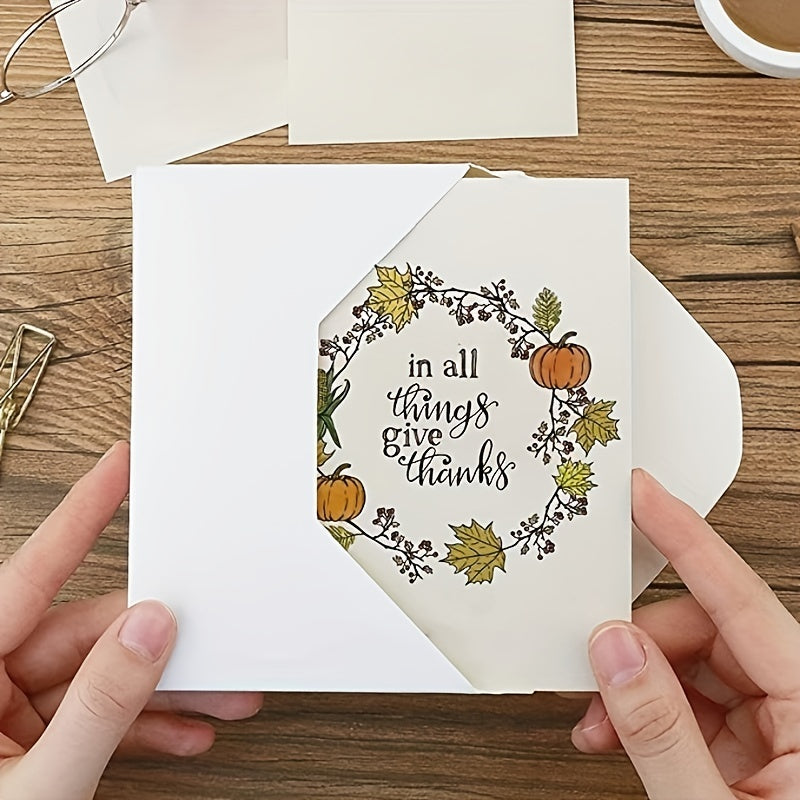 Autumn Wreath Pumpkin Leaf Clear Stamps for Card Making and Album Decor
