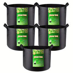5pcs Heavy Duty Non Woven Grow Bags with Handles for Plants 3-7 Gallon
