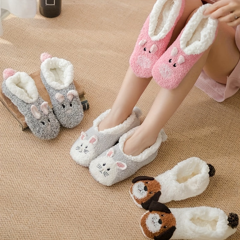 Cute Animal Fuzzy Socks Women's Low Cut Stockings