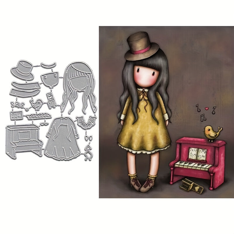 1pc Little Girl Metal Cutting Dies for Greeting Card Topper Scrapbooking