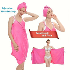 2pcs Soft & Absorbent Towel & Hair Caps Set for Women