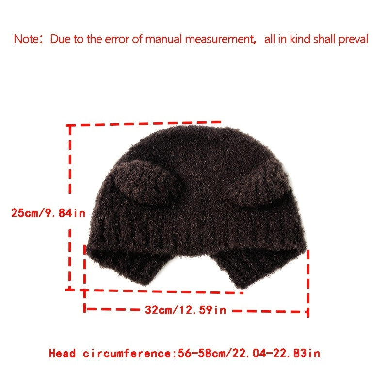 Bear Ear Beanie Hat Winter Warm Knitted Hat for Women Girls